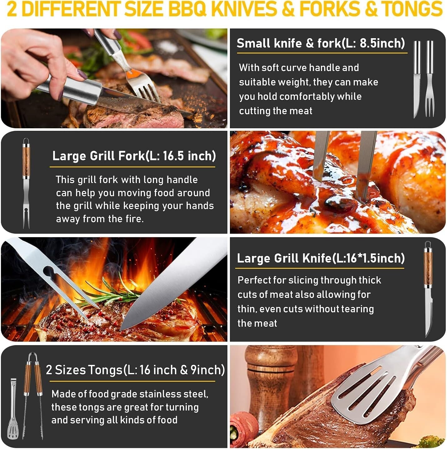 34-Piece Premium Stainless Steel BBQ Accessory Set with Thermometer & Mats