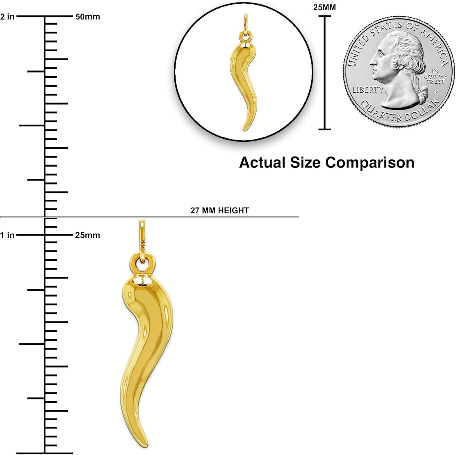 Luxury Italian Horn Pendant Necklace - 10K Gold, Gift-Ready, Adjustable Length