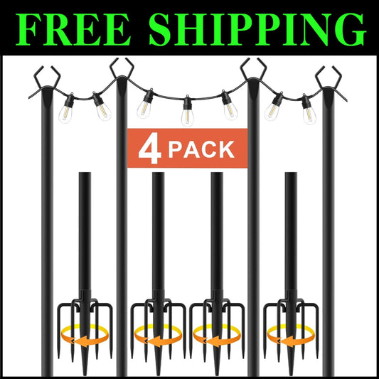 Versatile Metal String Light Poles 10 Ft - Perfect for Indoor and Outdoor Decor