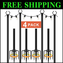 Load image into Gallery viewer, Versatile Metal String Light Poles 10 Ft - Perfect for Indoor and Outdoor Decor