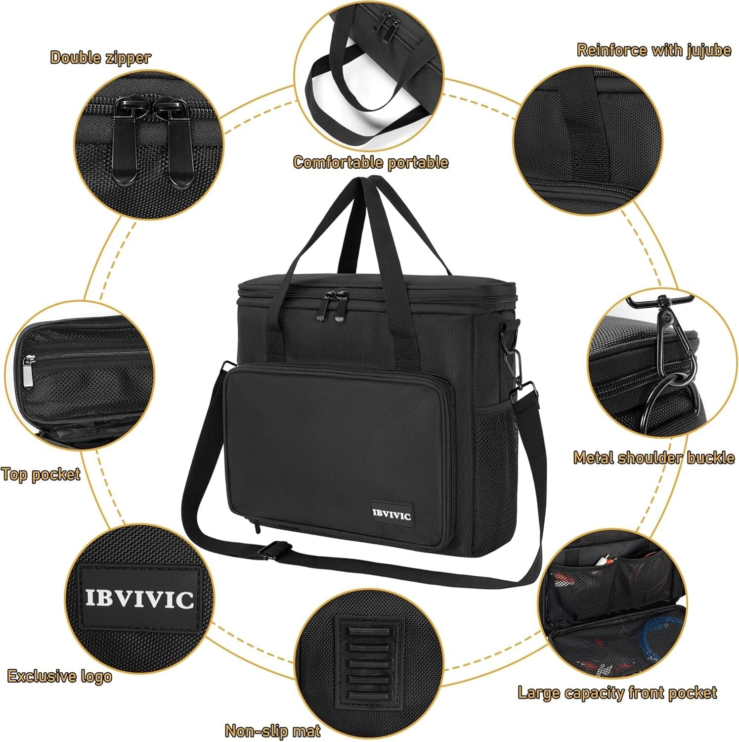 4-Slot Wireless Microphone Case with Foam - Durable Travel Bag with Strap