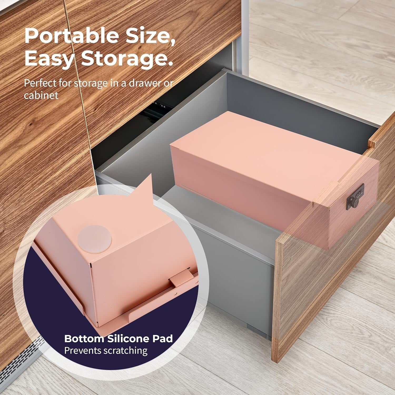 Heavy Duty Steel Cash Organizer Box - Portable Pink Design with Locking Features