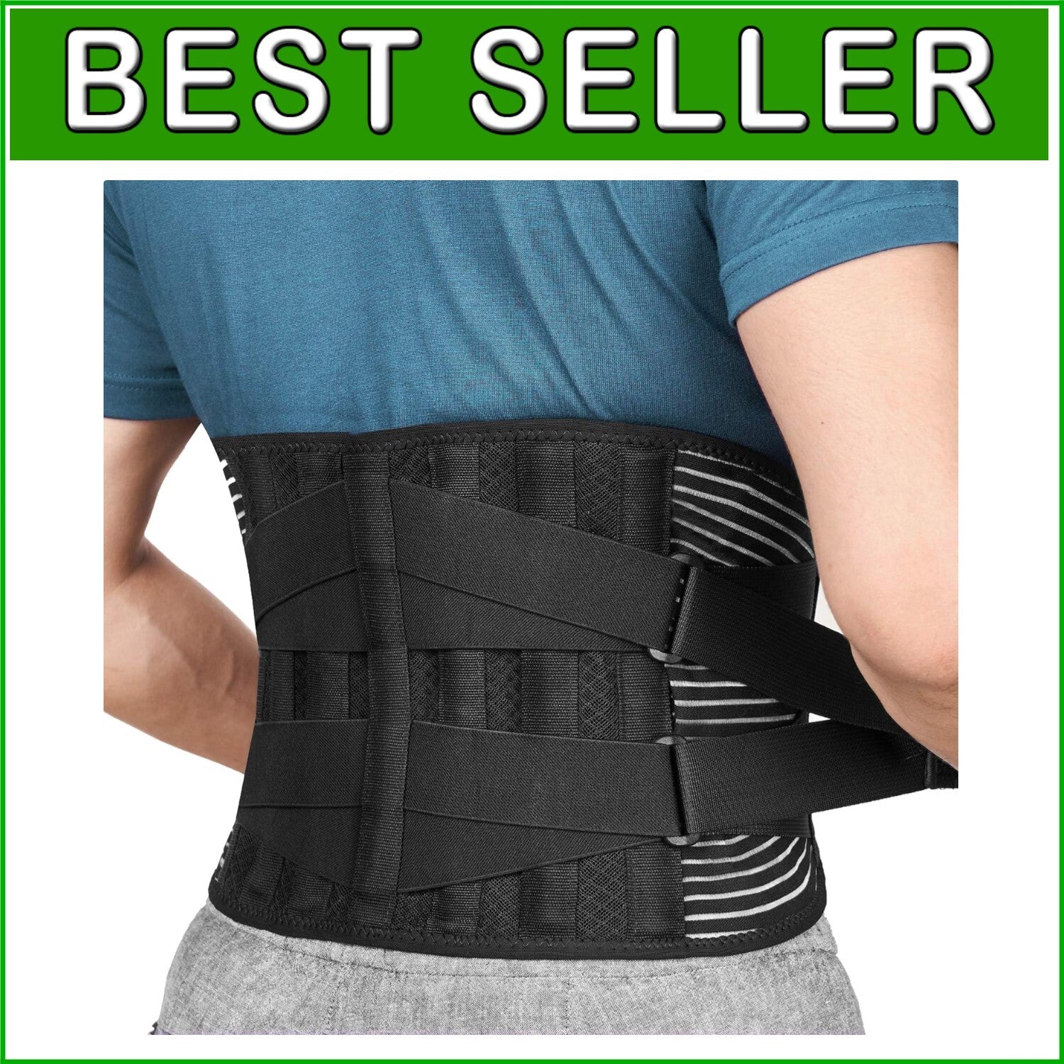 Durable Back Brace with 16-Hole Mesh for Pain Relief - Comfortable Fit for All