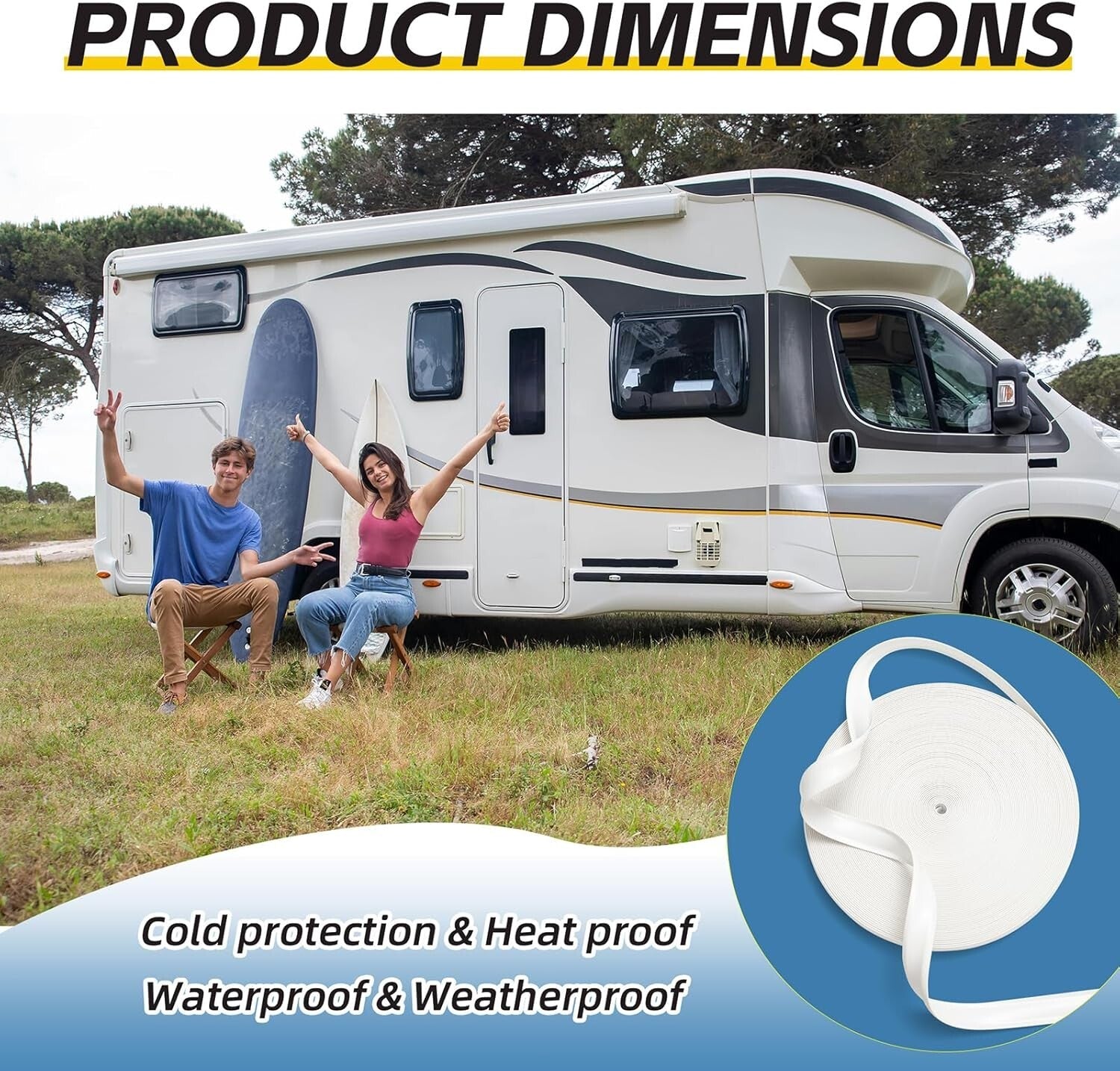 Easy-Cut RV Trim Molding Insert - 100ft White Vinyl, End Caps & Screws Included