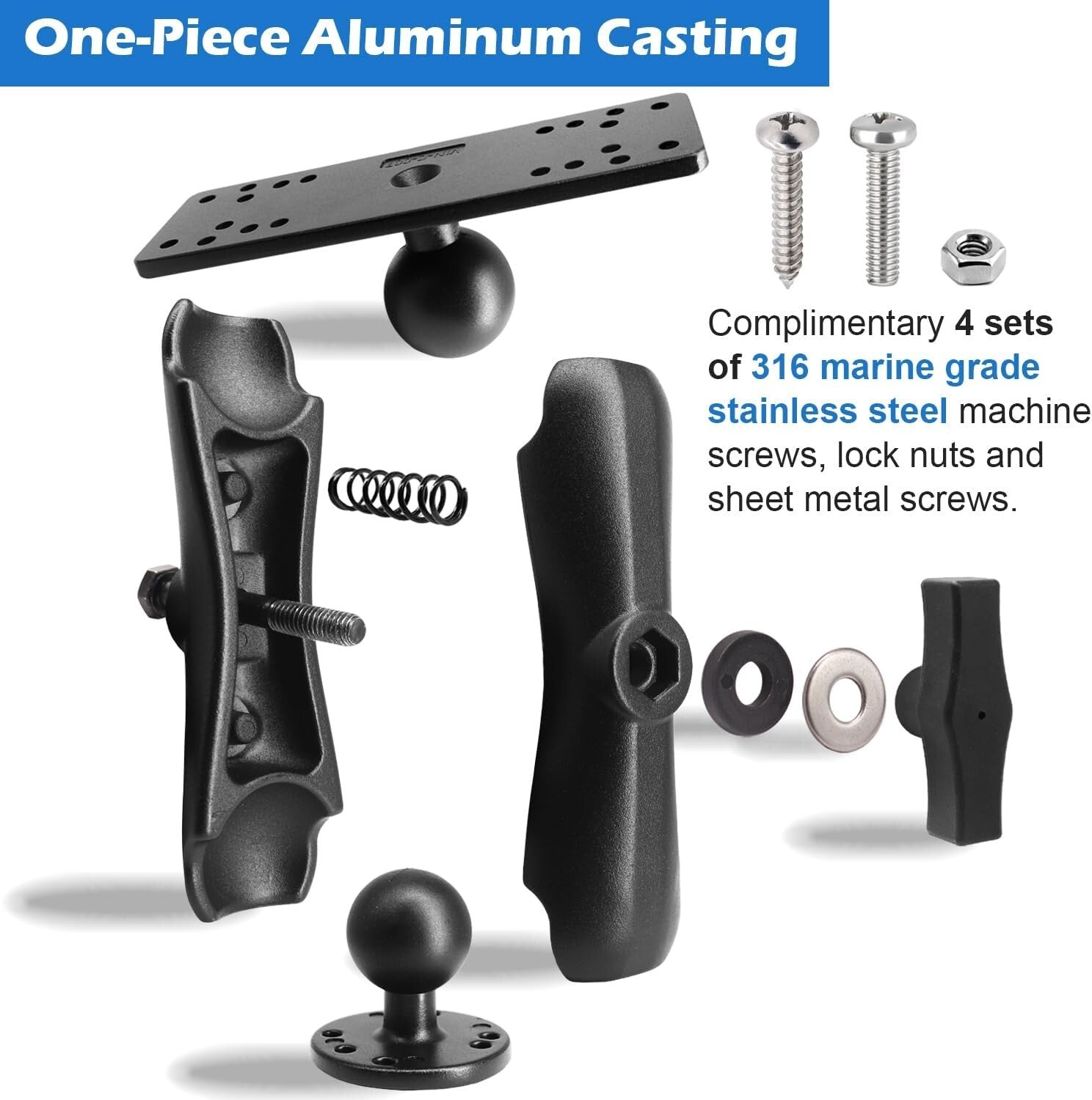 Corrosion-Resistant Aluminum Fish Finder Mount - Heavy Duty and Adjustable Arm