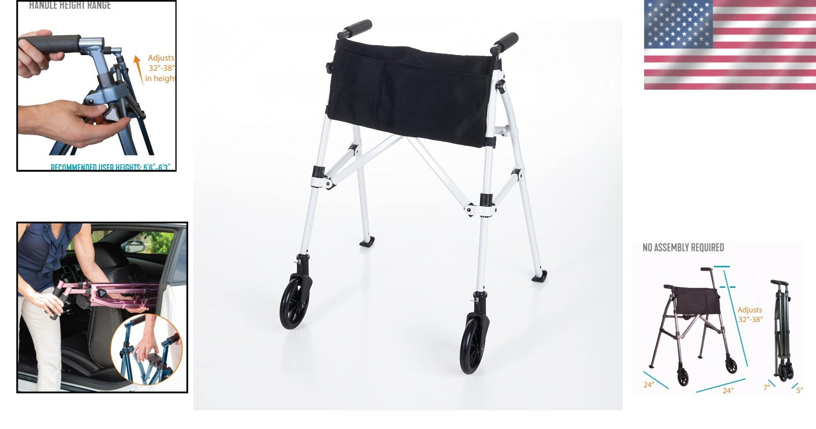 6-Inch Locking Swivel Wheel Walker - Lightweight Travel Companion for Seniors