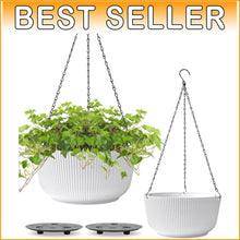 Load image into Gallery viewer, Modern White Hanging Flower Pots - 12 Inch Self-Watering Planters for Any Space