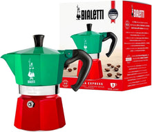 Load image into Gallery viewer, Iconic Moka Pot in Red and Green - 130ml Stovetop Espresso Maker for Travelers
