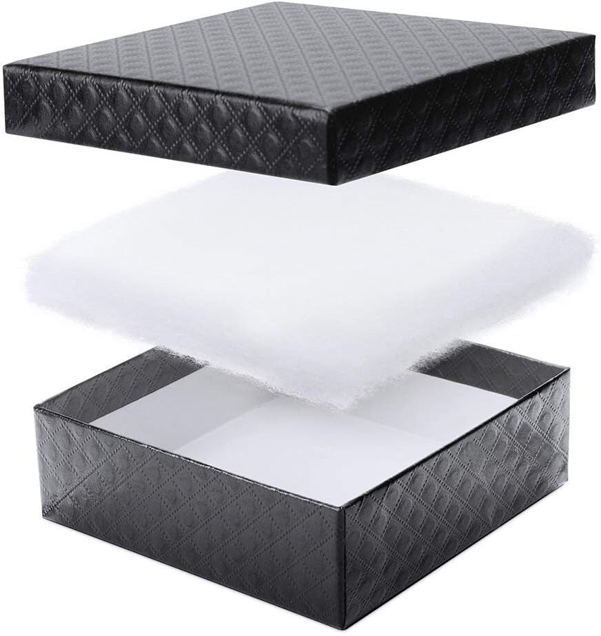 52 Pack Black Cotton Filled Jewelry Boxes, 3.5x3.5x1 for Elegant Gifting