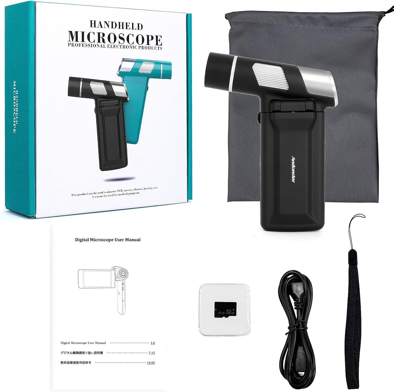 Lightweight USB Digital Microscope with 200x Magnification - Ideal for Beginners