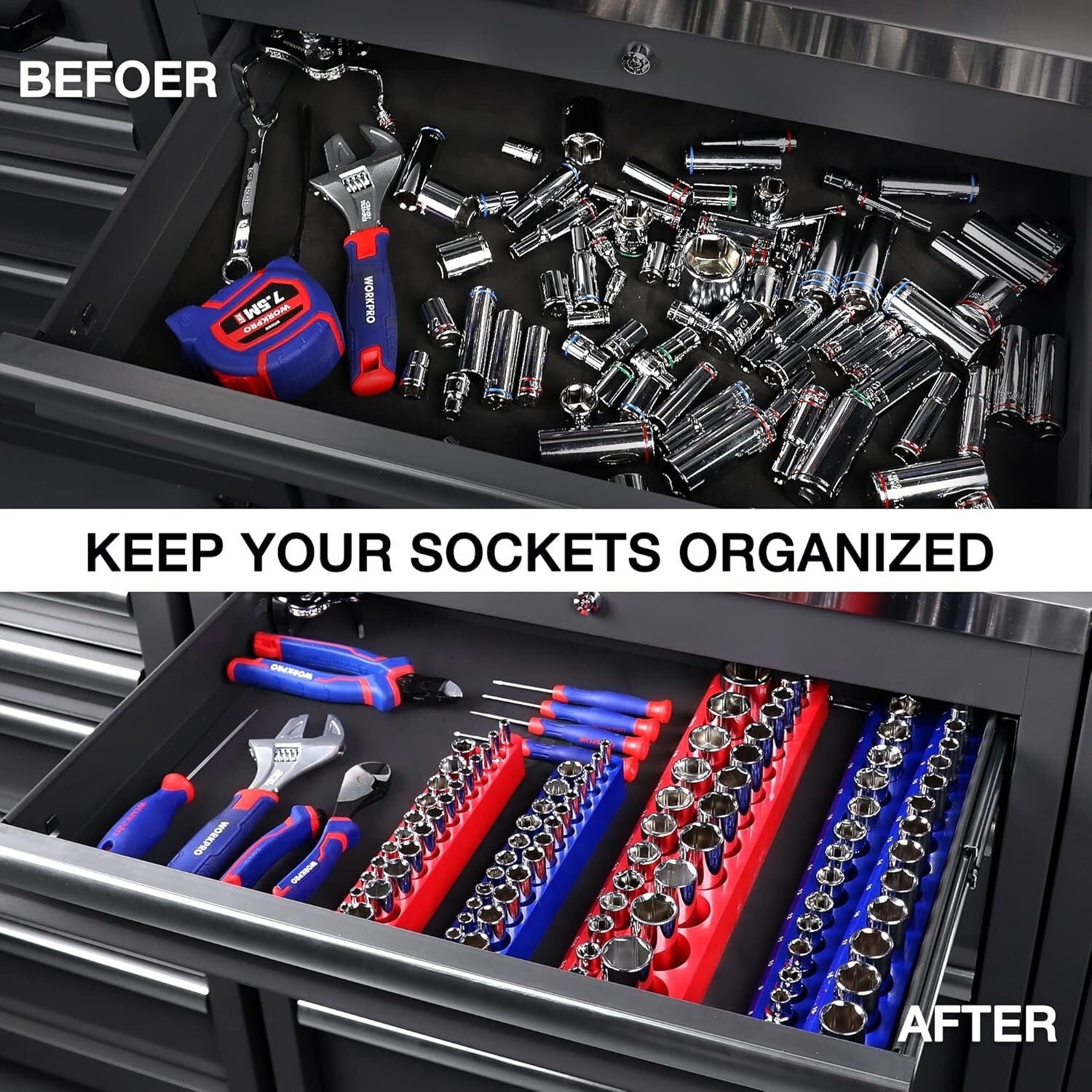 Efficient 4-Piece Socket Storage Set with Magnetic Base - For Tool Enthusiasts
