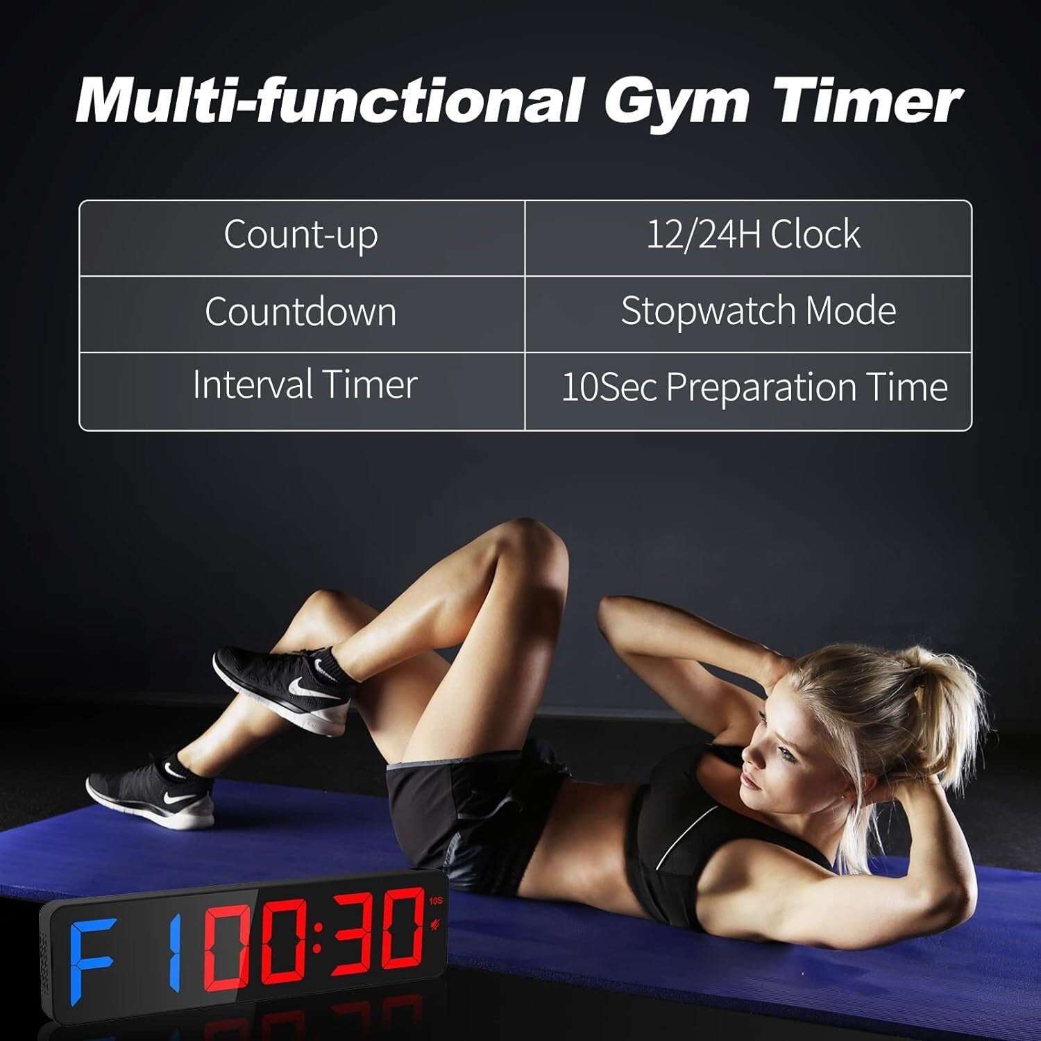 15" Large LED Gym Timer with Adjustable Buzzer - Perfect for All Workouts
