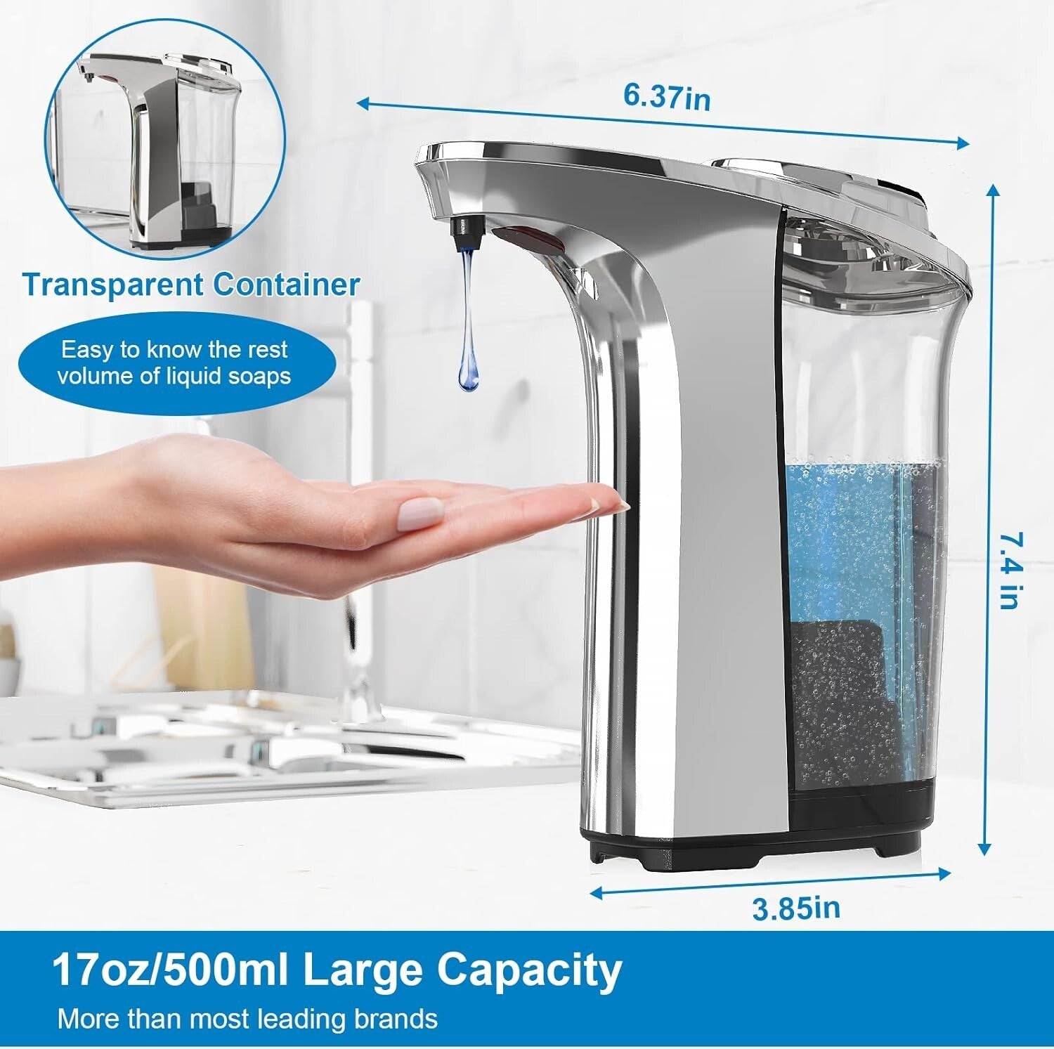 17oz Touchless Liquid Soap Dispenser - Adjustable, Leak-Proof Kitchen Essential