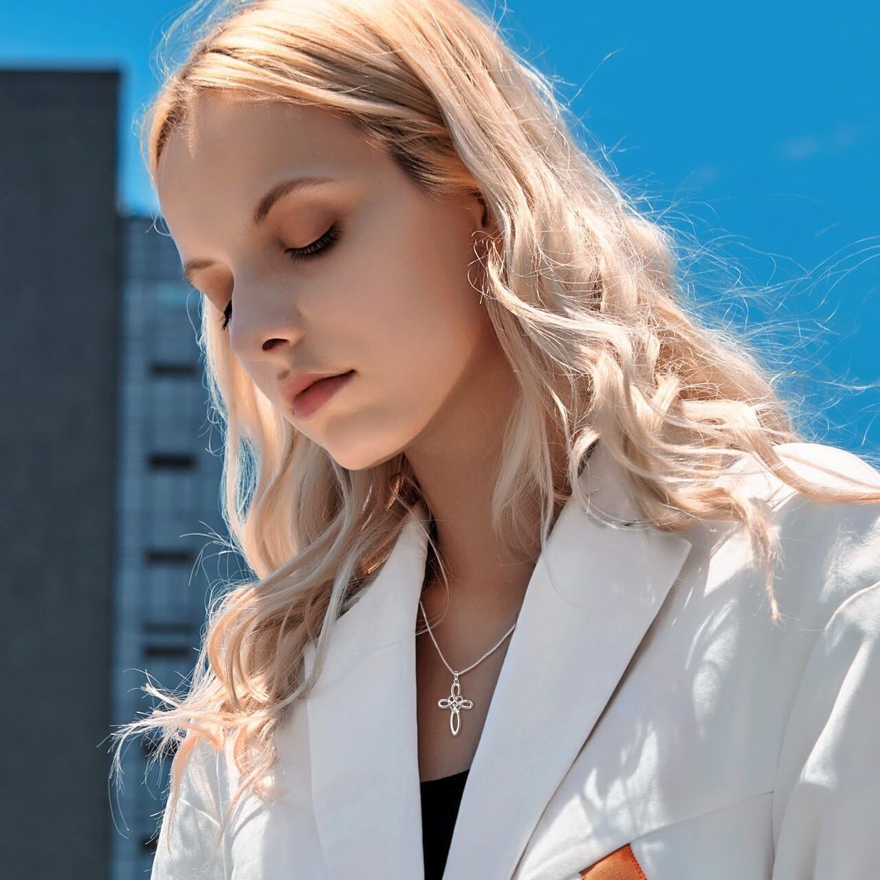 Gorgeous Celtic Knot Cross Necklace - Sterling Silver Pendant with Lobster Clasp