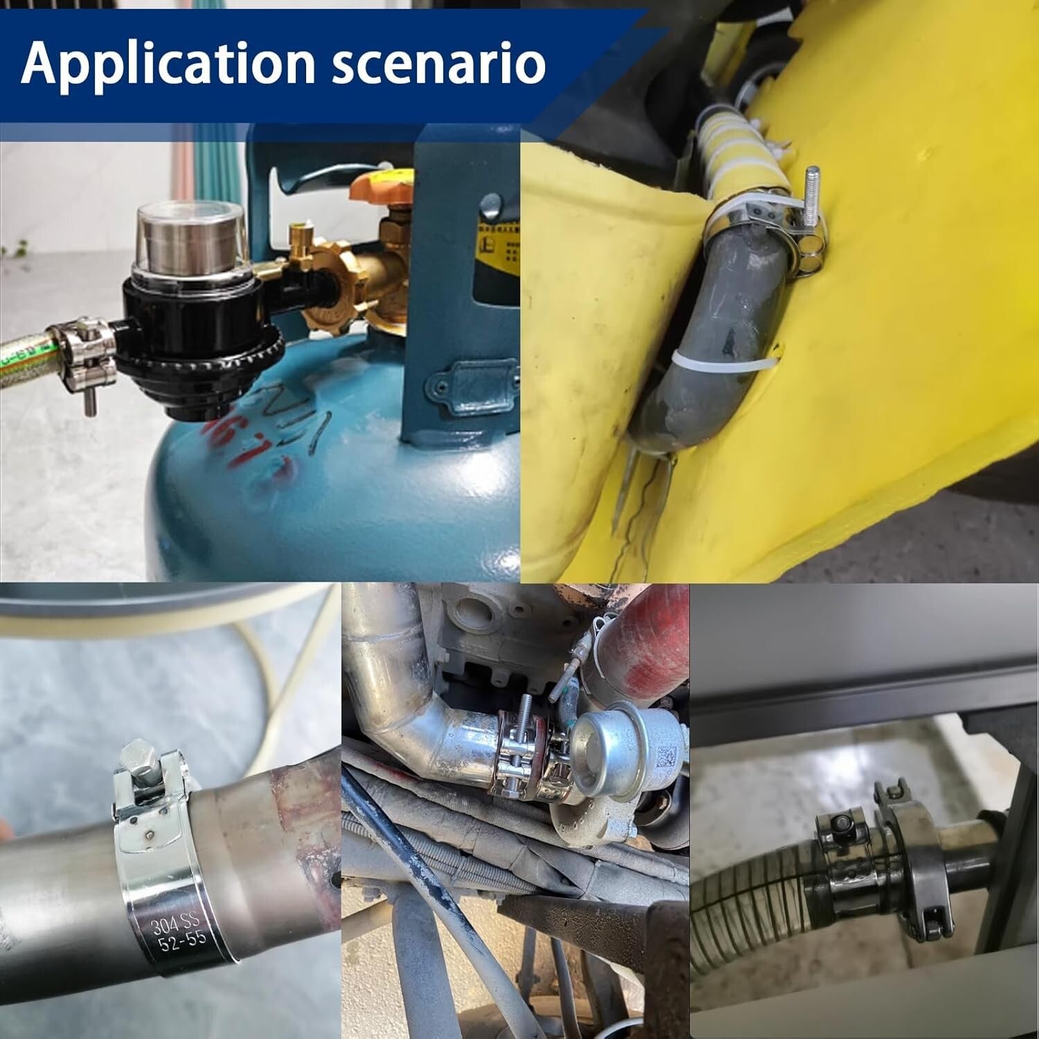 Adjustable 304 Stainless Steel T-Bolt Hose Clamps - 6 Sizes, M8 & M10 Wrenches