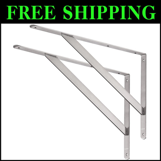 Stainless Steel 20" Shelf Brackets - 550lb Capacity, Ideal for DIY Projects