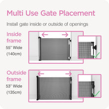 Load image into Gallery viewer, Retractable Baby Gate 33" Tall x 55" Wide - Indoor &amp; Outdoor Safety Solution