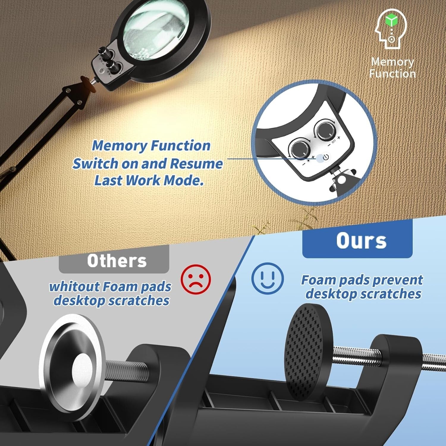 12X Hands-Free Magnifying Lamp with Adjustable LED Light for Crafts and Reading