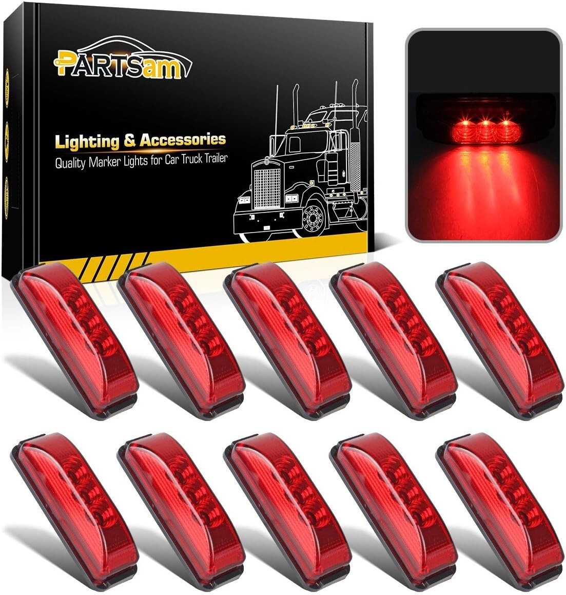 Enhance Safety with 10 Waterproof LED Clearance Lights - 3.9 Inch Red