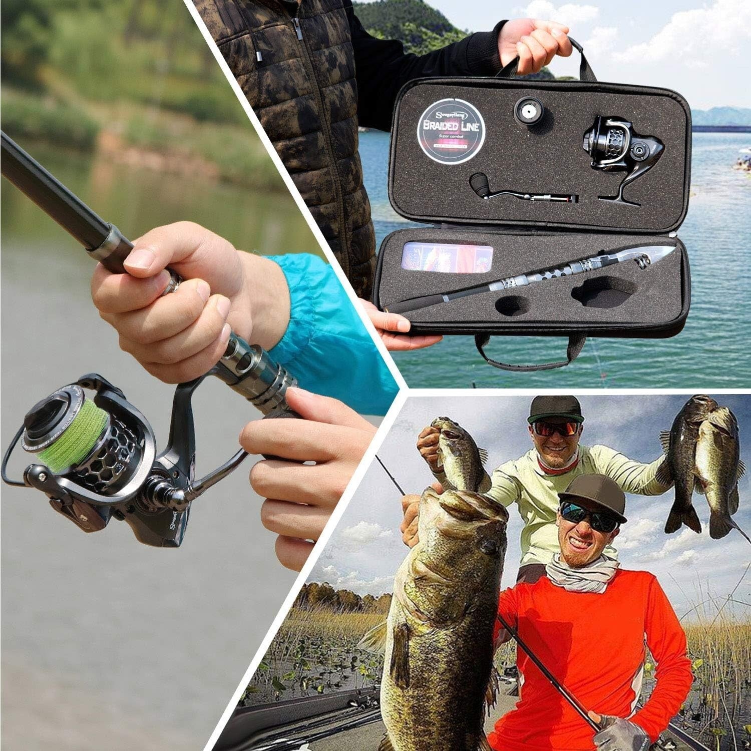 Versatile Fishing Pole & Reel Combo with Carrier Bag - Perfect for Bass & Trout