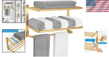 Load image into Gallery viewer, Space-Saving 3-Tier Towel Rack in Brushed Gold - Easy Screw Installation
