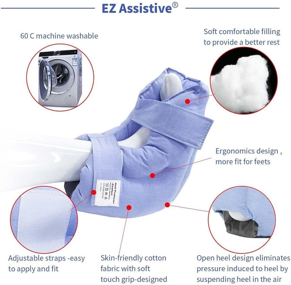 Adjustable Comfort Heel Protectors with Double Straps - Bed Sore Prevention Aid