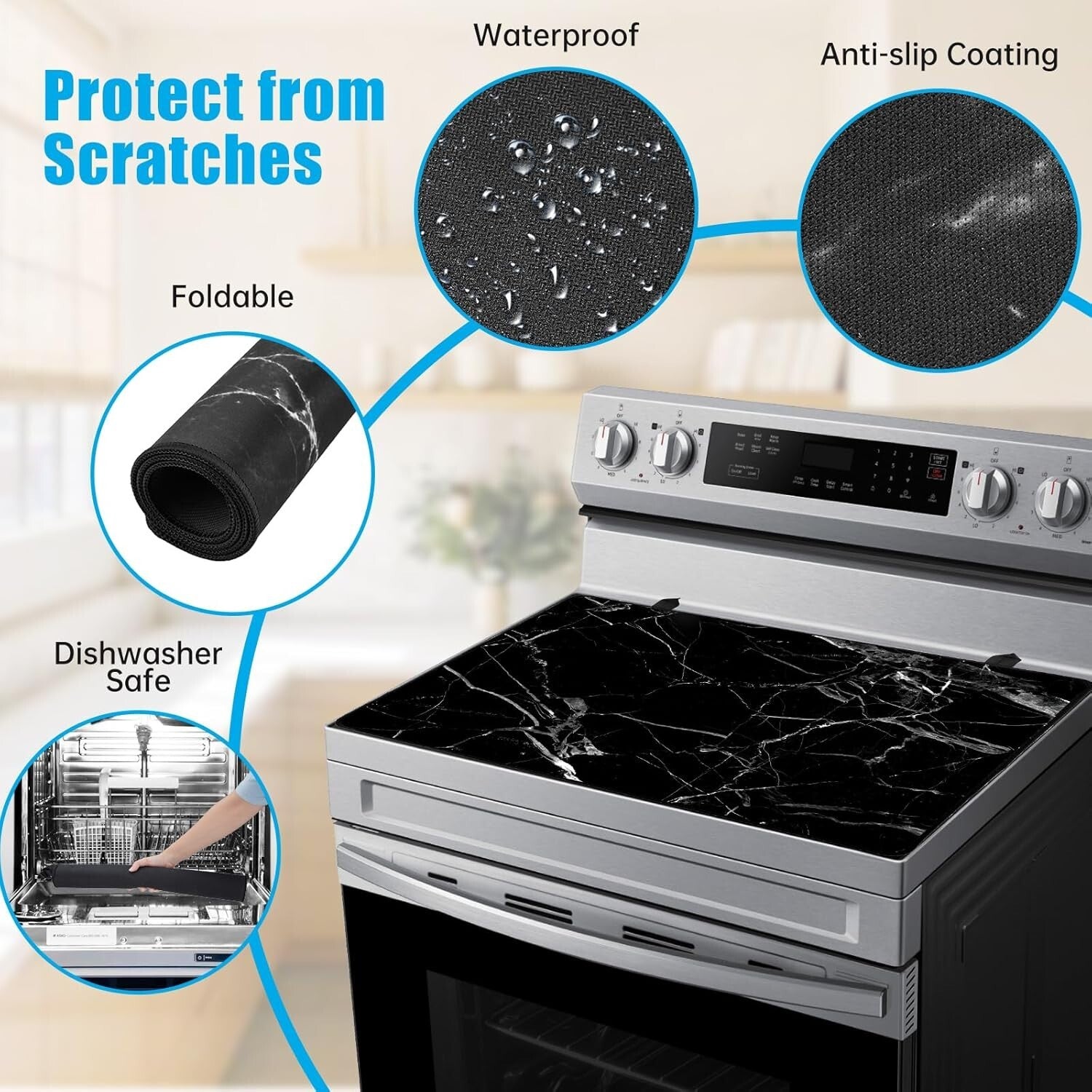 Extra-Large Heat Resistant Glass Stove Top Cover - Dishwasher Safe & Decorative