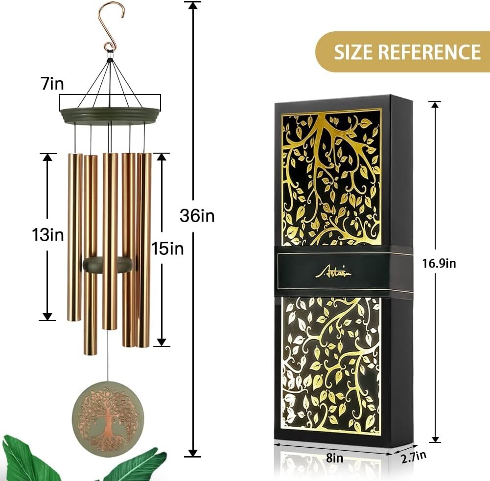 Gold Finish Memorial Wind Chimes - Beautiful Garden Decor Gift for Loved Ones