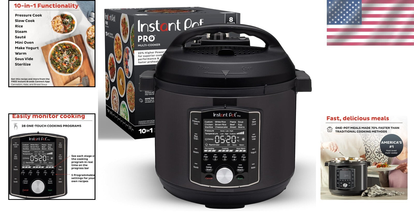 All-in-One 8 QT Programmable Cooker with Stainless Steel Pot & Recipe App