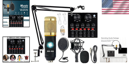Professional Podcast Recording Bundle - BM-800 Mic, Live Sound Card & Effects