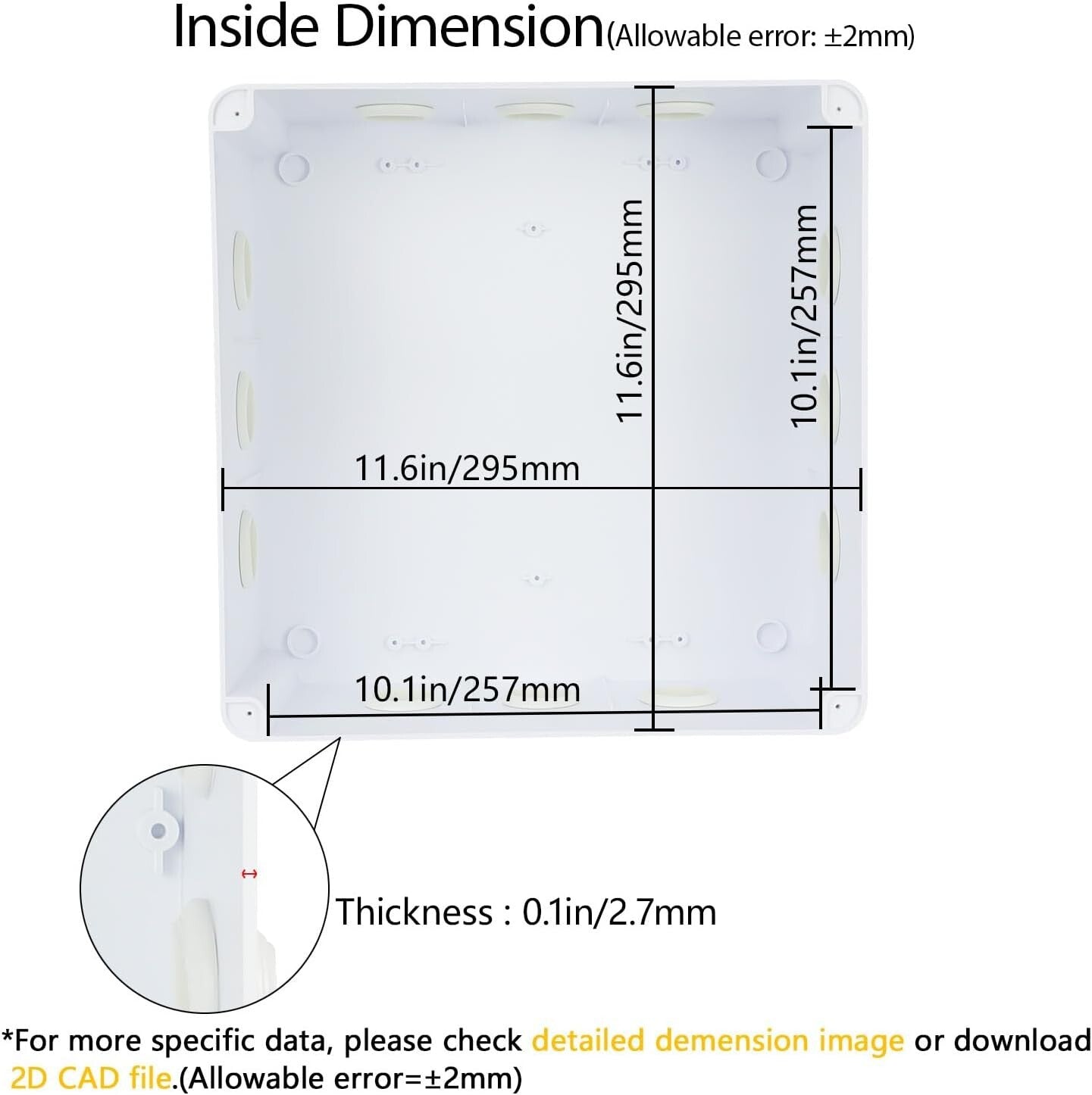 Electrical Junction Box with IP65 Rating - Compact 11.8" x 11.8" for Any Project