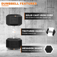 Load image into Gallery viewer, Strengthen Muscles with 45 lb Rubber Encased Hex Dumbbell - Ideal for Gym &amp; Home