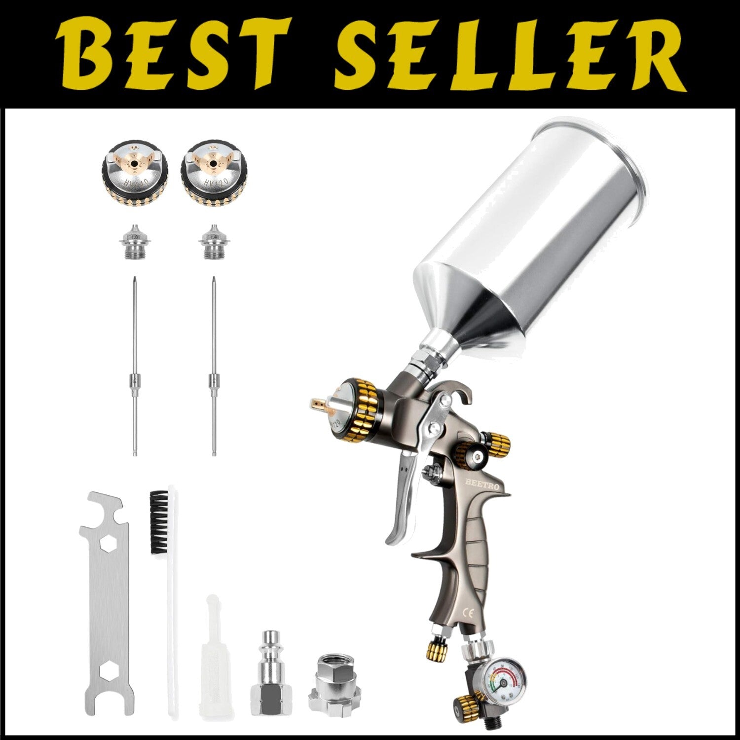 High-Efficiency HVLP Air Spray Gun 14.3 CFM - Perfect Finish with No Drip Design