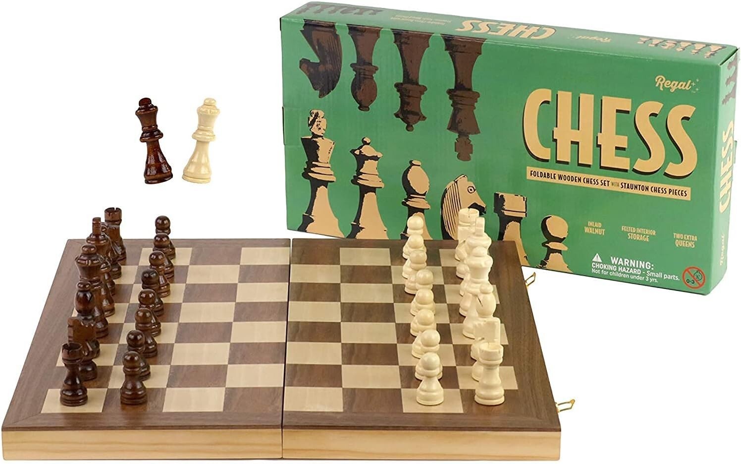 Artisan Wooden Chess Set with 15 x 15 Folding Board - Perfect Family Game Night