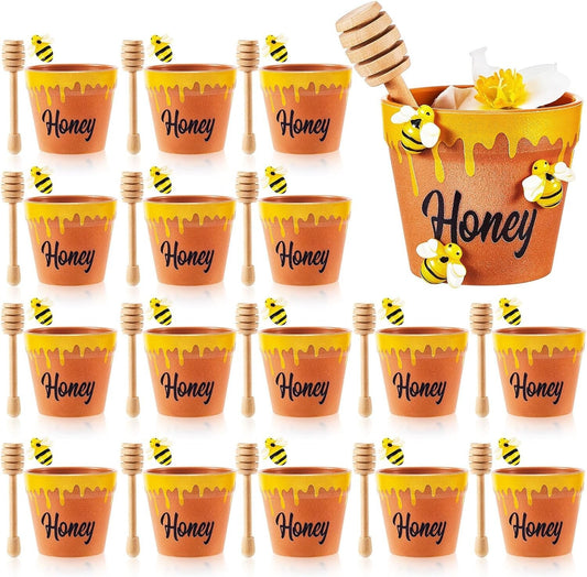 Charming Bee-Themed Honey Favors: 30 Mini Jars with Dippers for Celebrations