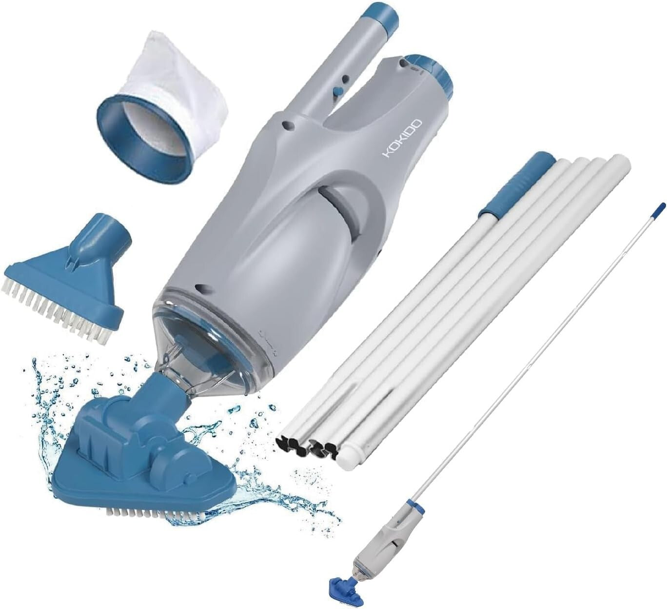 Efficient Handheld Vacuum for Pools - Quiet Operation & Dual Detachable Heads