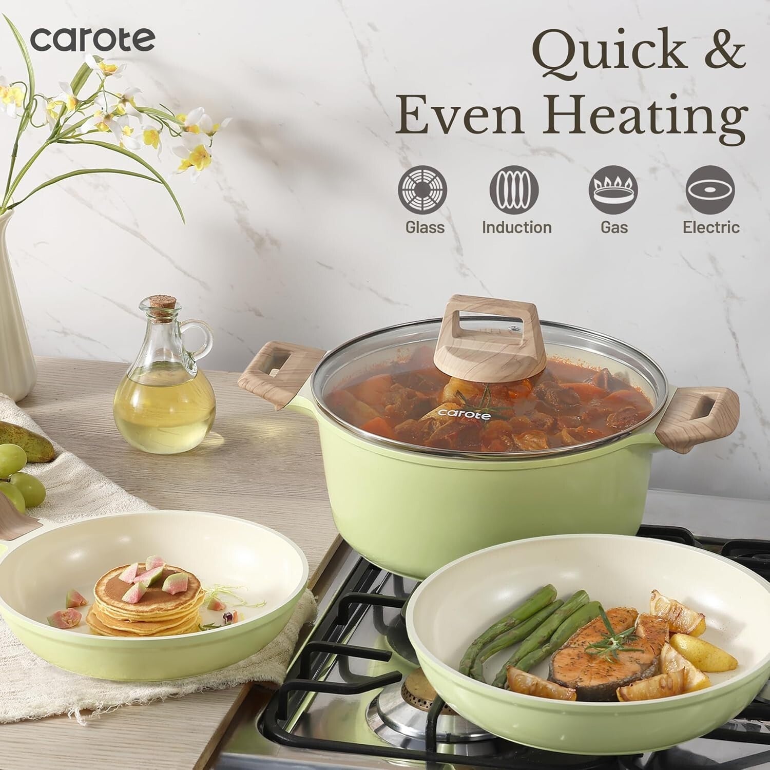 Ceramic Non-Stick Cookware Set – 21-Piece Kitchen Essential for Healthy Cooking
