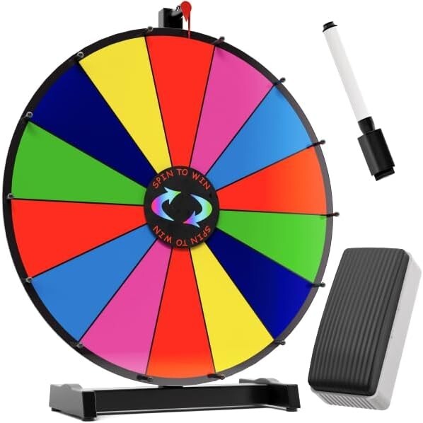 Durable 14-Slot Prize Wheel with Smooth Spin - Ideal for Carnivals & Trade Shows