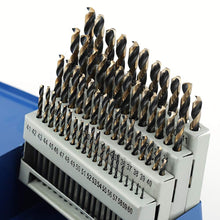 Load image into Gallery viewer, 60-Piece High-Speed Steel Drill Bit Set with Black &amp; Gold Finish - Jobber Length