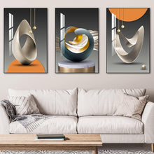 Load image into Gallery viewer, Framed Abstract Wall Art Trio - 24x32 Panels in Blue &amp; Yellow for Home Decor