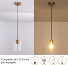 Load image into Gallery viewer, Height-Adjustable Brass Pendant Light Fixtures with Clear Glass Shade - 3 Units