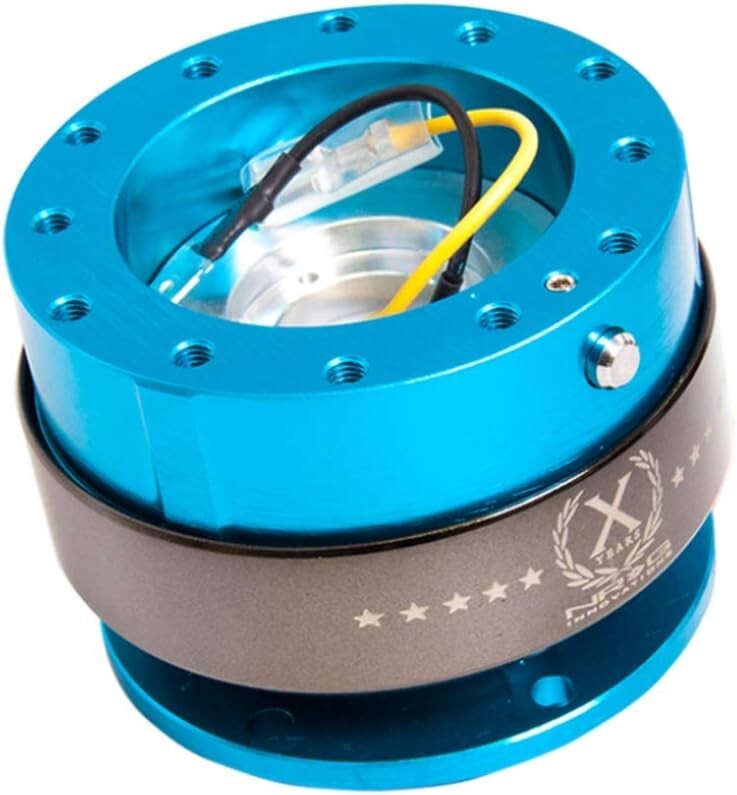 Universal Fit 6-Hole Steering Wheel Quick Release Adapter - Titanium Chrome Ring