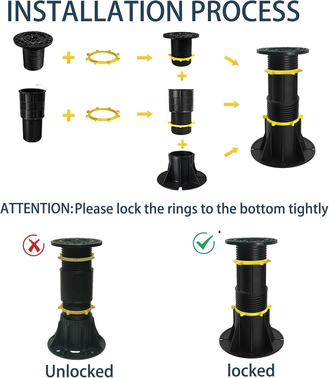 Sturdy Plastic Bed Frame Support Legs - Telescopic Design & Noise-Reducing