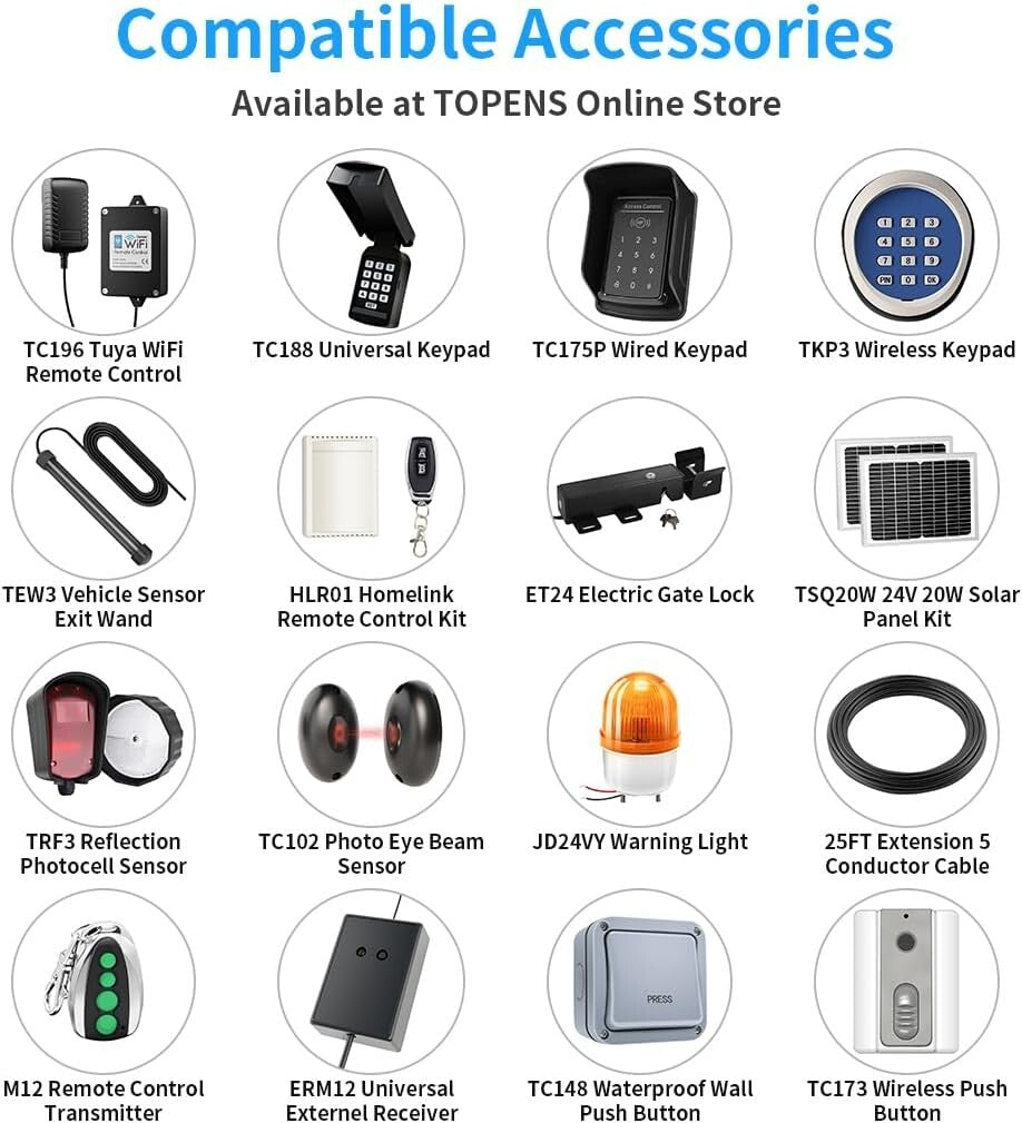Automatic Dual Swing Gate Motor - 16ft, 550lbs with Remote Control & Solar Ready