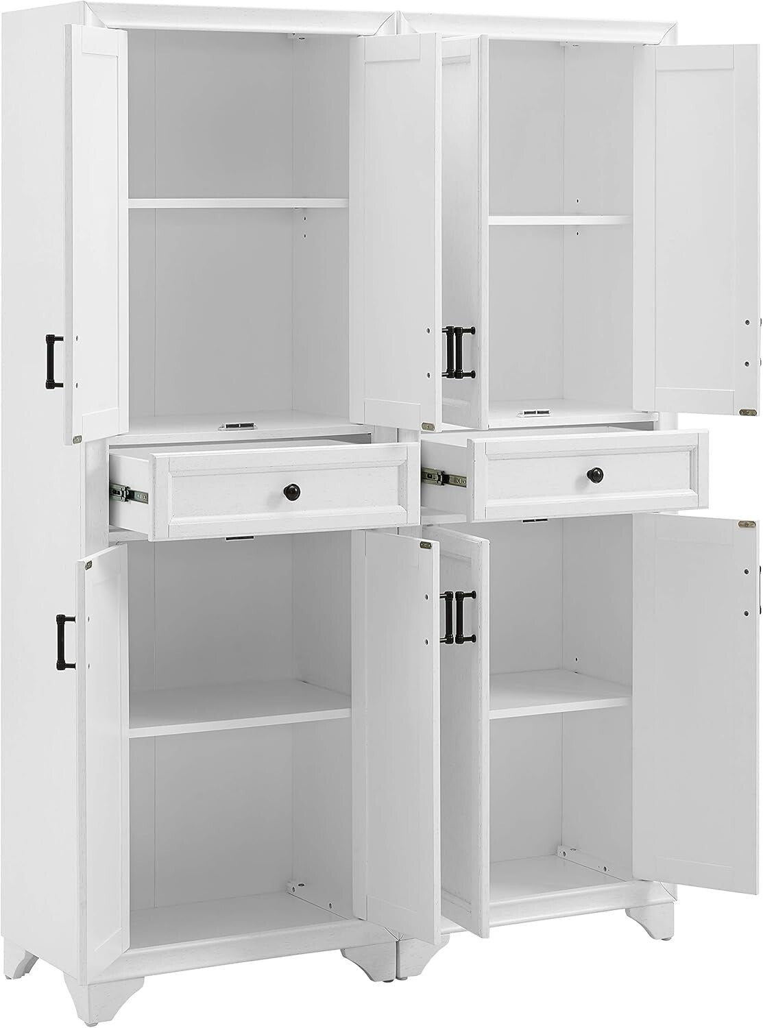 Charming 2-Piece Pantry Storage Duo with Adjustable Shelves in Distressed White