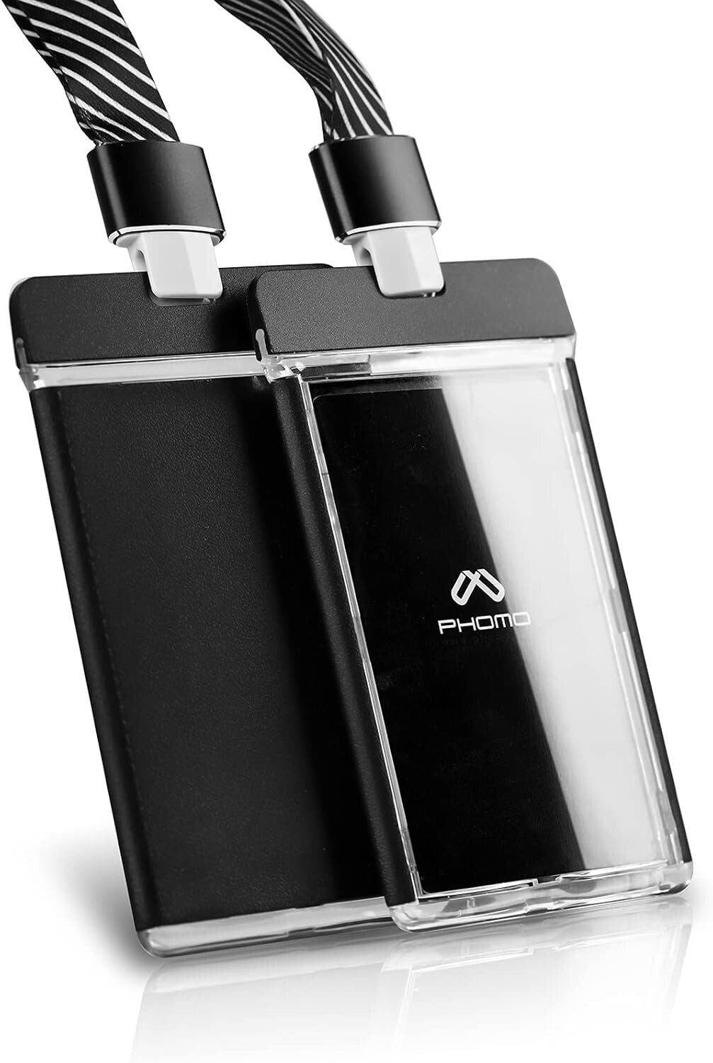 Lightweight ID Badge Holder Wallet with Comfortable Lanyard - Black, 5-Pack