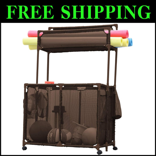 Elegant Mesh Rolling Pool Storage Bin for Noodles, Floats, and More - 12.5 cu ft