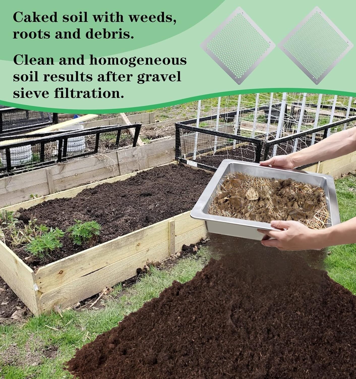 Durable Soil Sifter with Interchangeable Screens - Perfect for Garden Projects