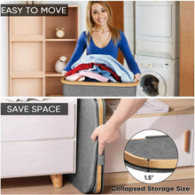 Load image into Gallery viewer, Elegant 36 Gal Bamboo Laundry Hamper with Lid - Portable and Durable Design