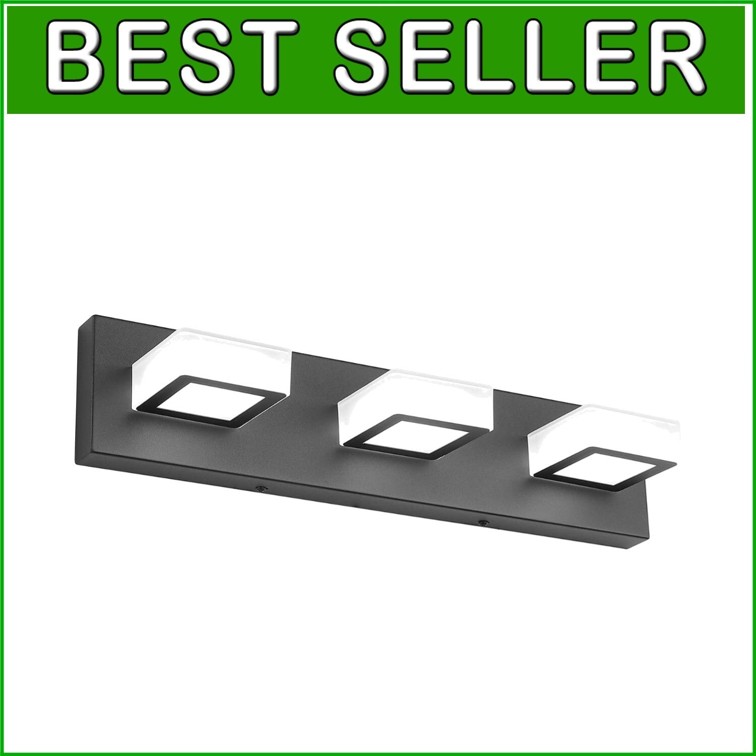 Energy Saving 3-Light LED Vanity Fixtures – Modern Black Bathroom Lighting